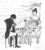 Dibujo de Napoléon jugando contra Mme. Remusat