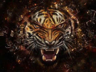 Tigre rugiendo