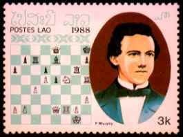 Sello conmemorativo de Paul Morphy del ao 1988