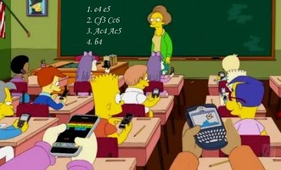 Escena de Los Simpson. En la clase de Bart, todos los nios tienen un movil en la mano.